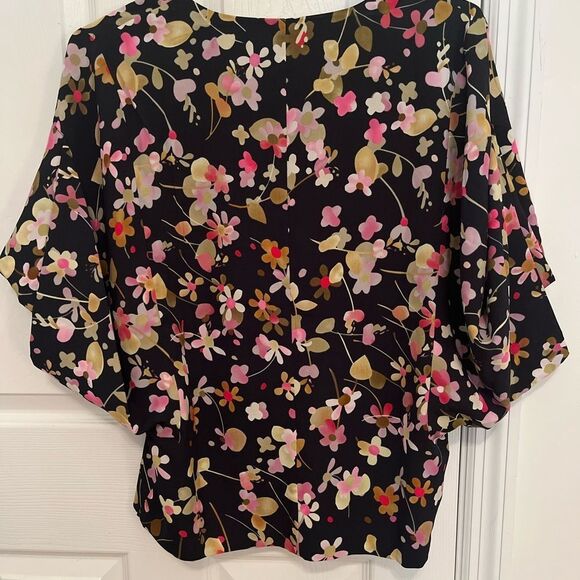 CAbi Black Flutter Sleeve Ruffled Blouse - Picture 6 of 7